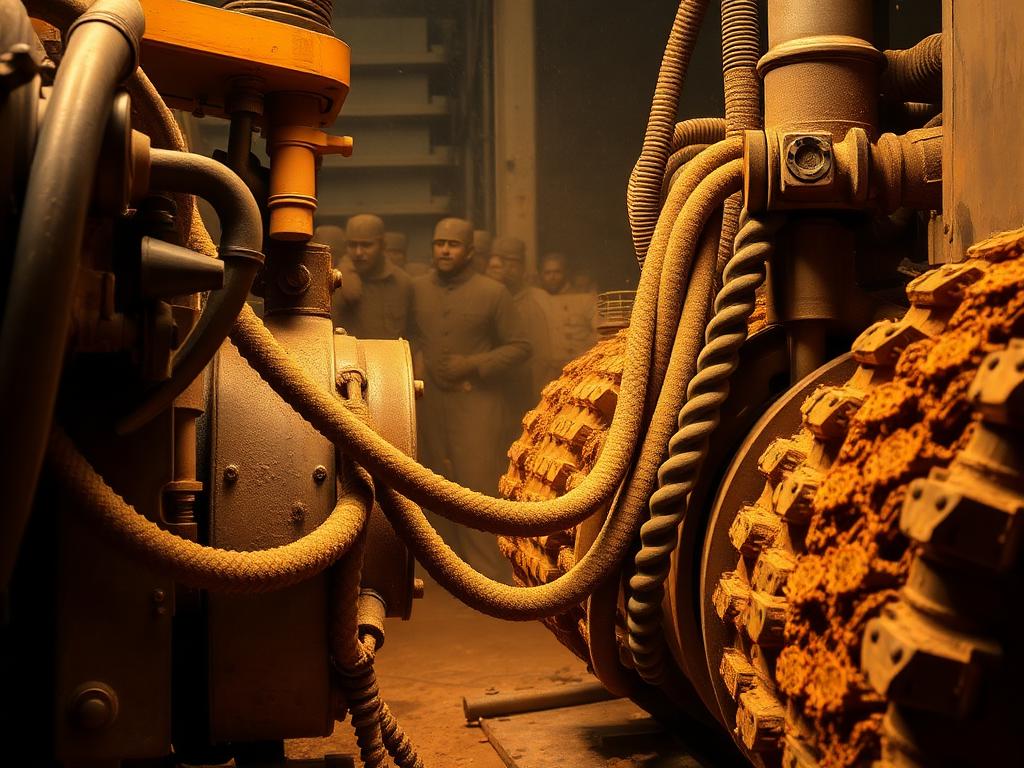 Equipamento de mineração com mangueiras hidráulicas de alta pressão